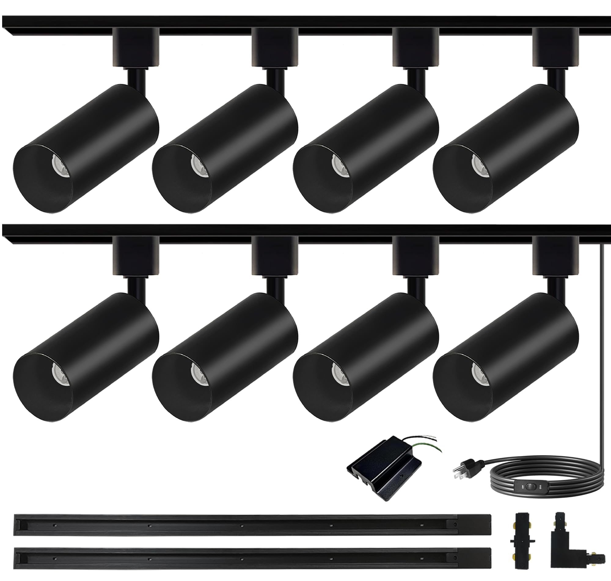 Bravsekai GU10 LED Track Lighting Kit, No Bulbs 10W Track Light Heads with 2 * 3.28FT H Track Light Rail 8PCS Ceiling Spotlight Fixture for GU10 Bulb, Bulbs Excluded