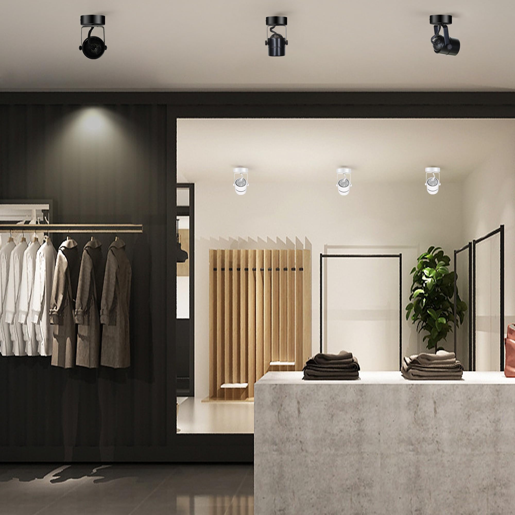 GU10 Ceiling Spotlight, 6 Packs Anti-Glare Ceiling Spot Light Fixtures, 10W GU10 Bulb 3CCT LED Light, Accent Lights for Shops, Supermarkets, Kitchens (Black)