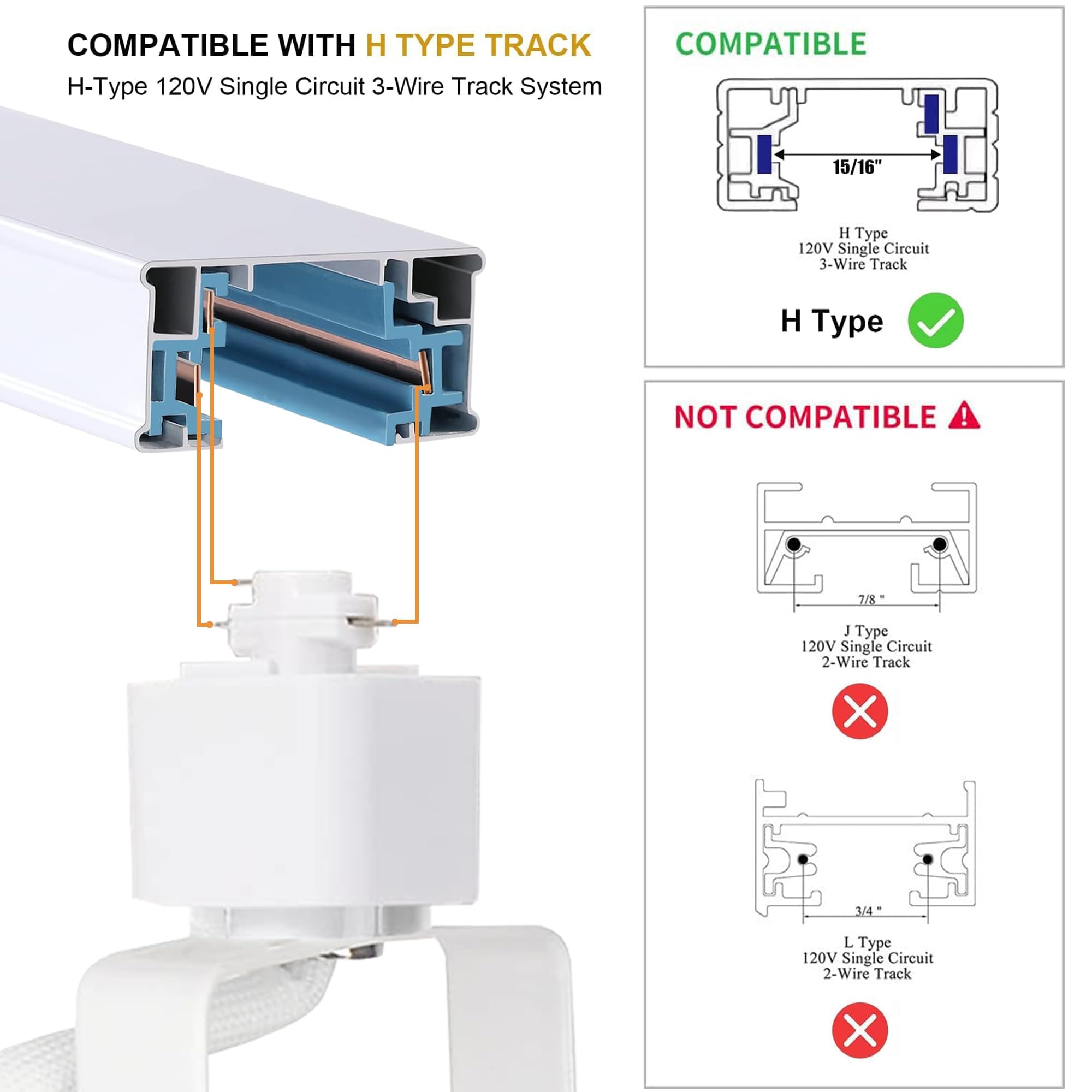 Bravsekai 12 Packs GU10 H Track Lighting Kits with 4.9FT*3 H Type Track Rails, LED Track Lighting Fixtures, Replaceable GU10 Bulb Ceiling Spotlight Fixture