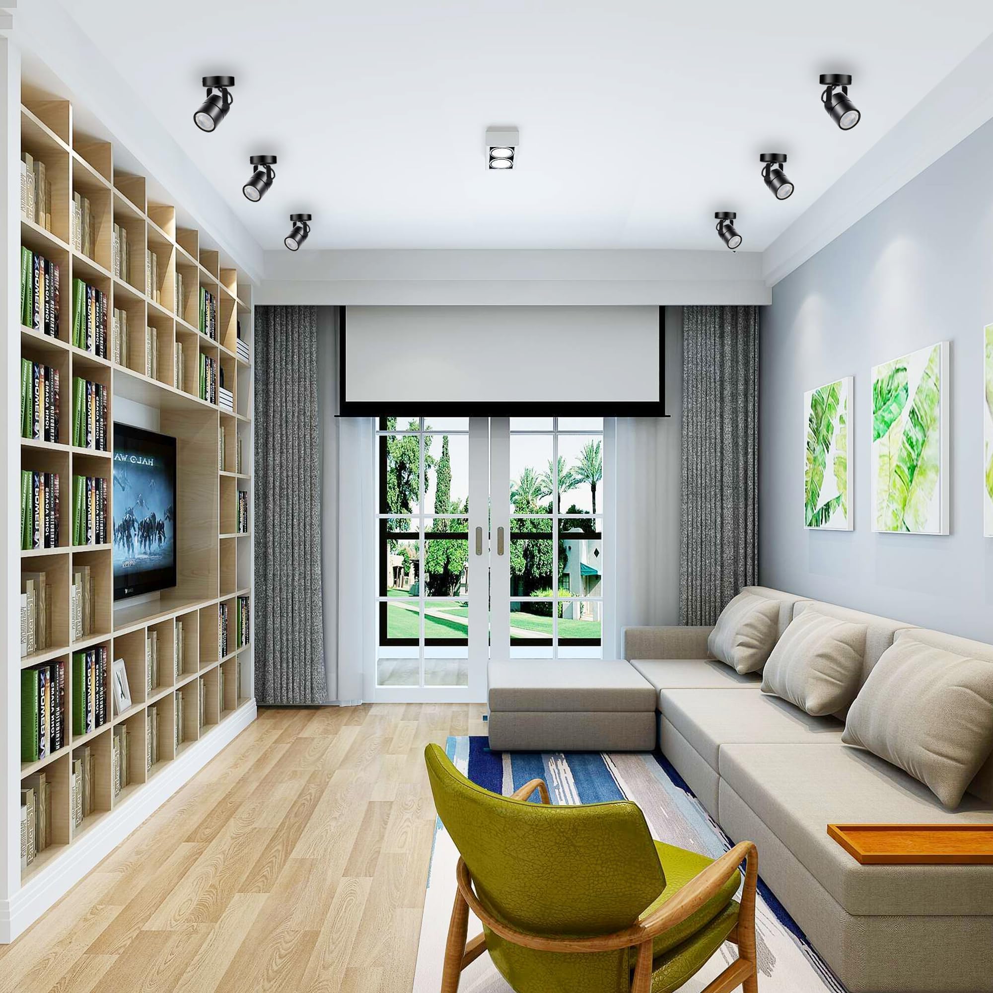 GU10 Ceiling Spotlight, 6 Packs Anti-Glare Ceiling Spot Light Fixtures, 10W GU10 Bulb 3CCT LED Light, Accent Lights for Shops, Supermarkets, Kitchens (Black)