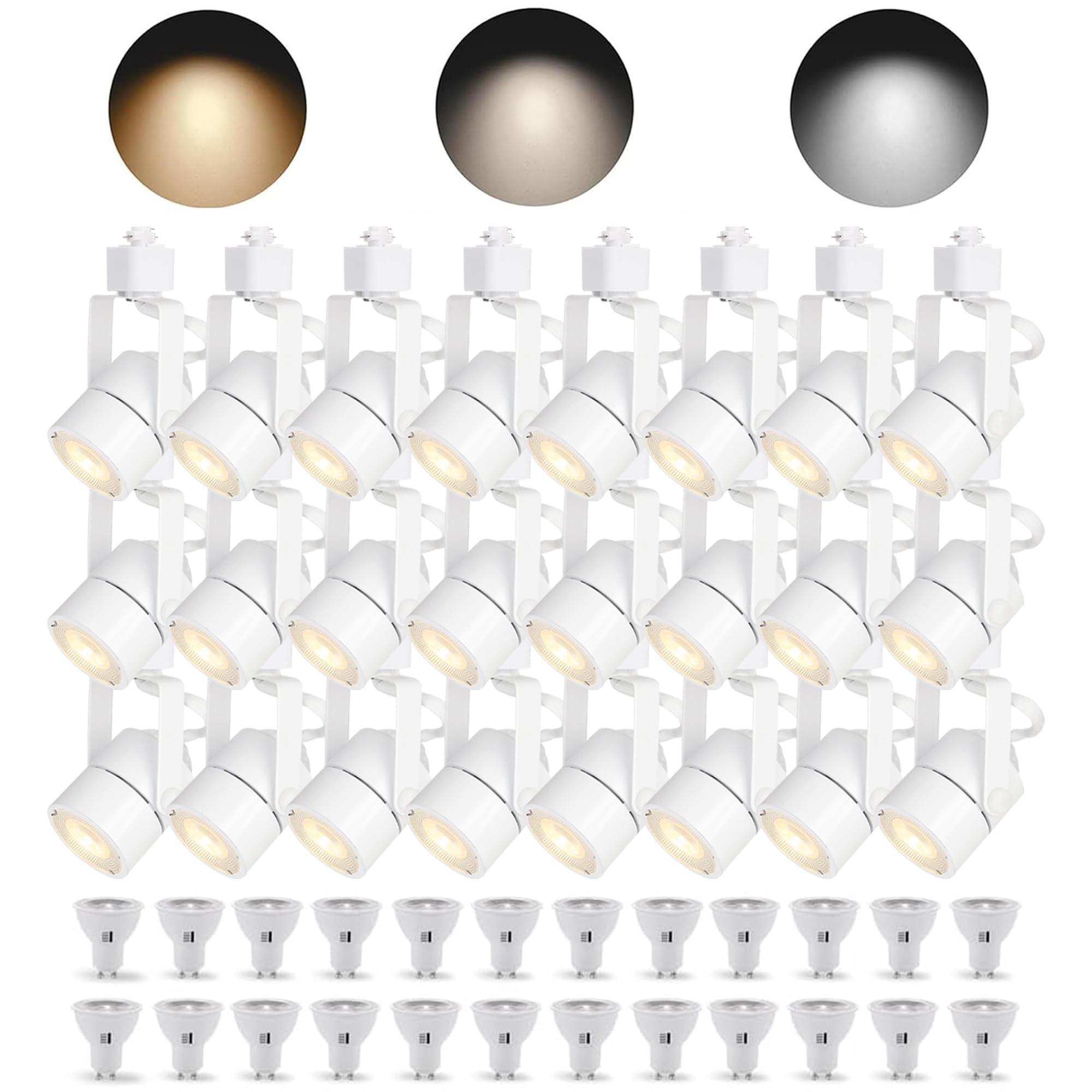 24PCS LED Track Lighting with Advanced Replaceable GU10 Bulbs, Switchable 3CCT(3000K/4000K/6000K) and Dimmable Brightness(20%-100%), Versatile Ceiling Spotlight Fixtures for Any Space