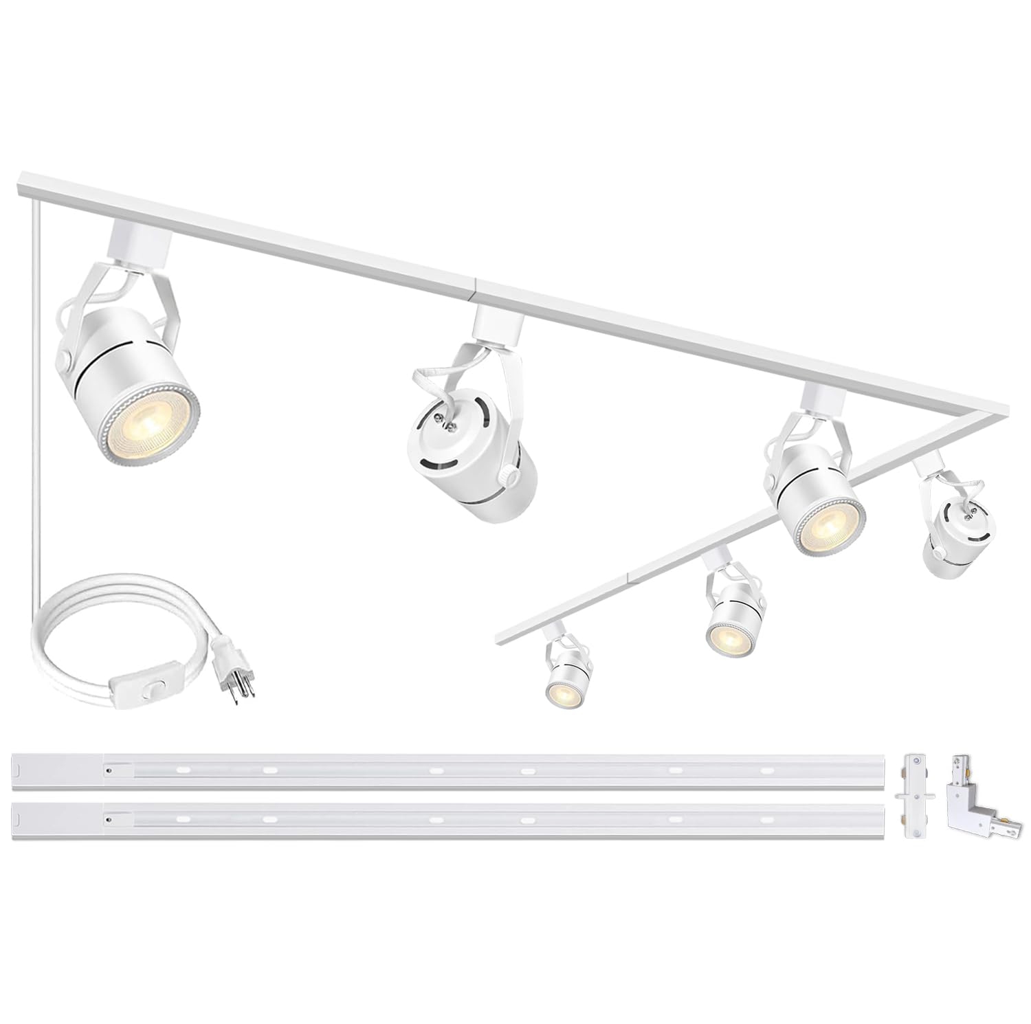 LED Track Lighting Kits, 4000K Natural White PAR20 Track Lighting Heads, Indoor Spotight Fixtures with 2x3.28Ft H Type Track Lights Rails