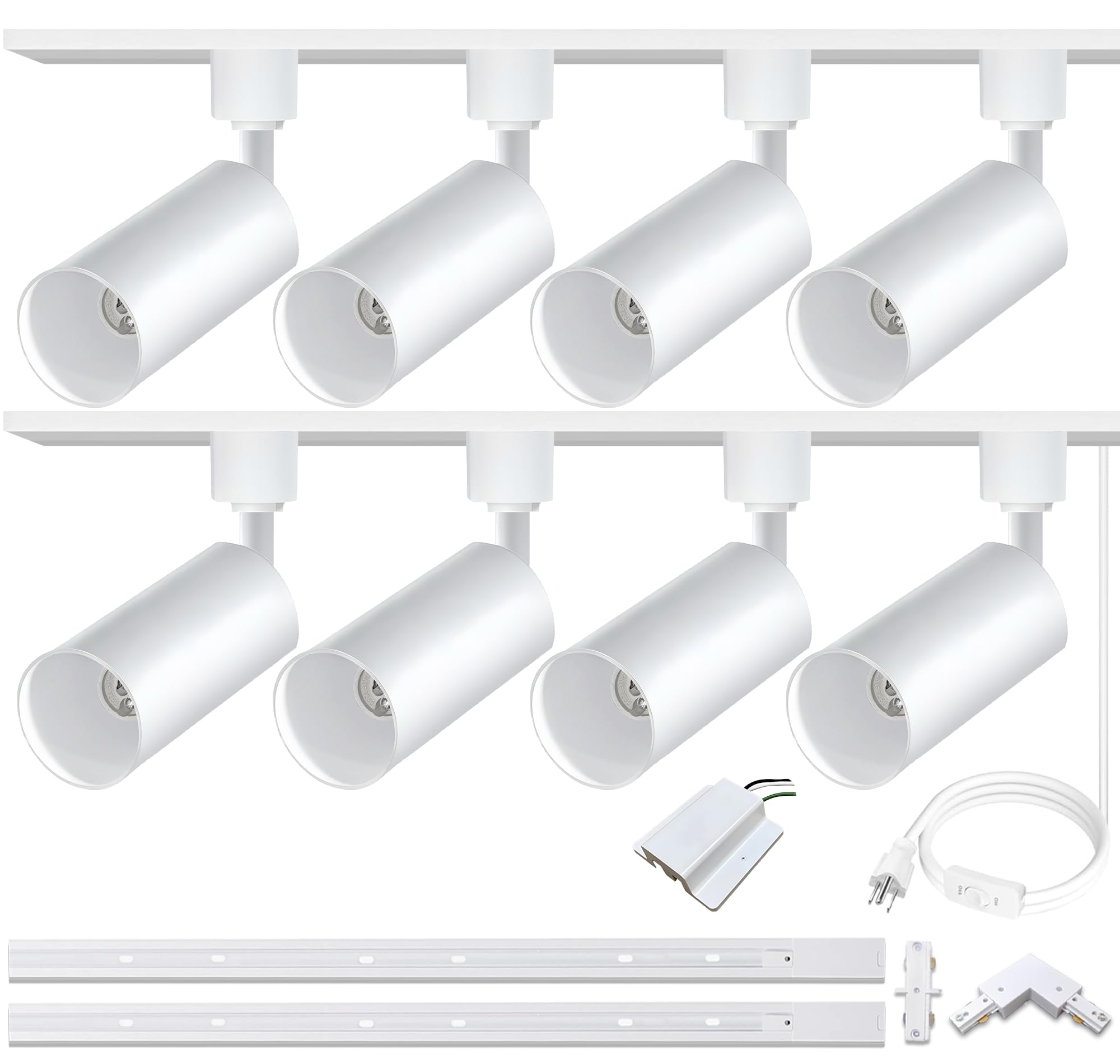GU10 LED Track Lighting Kit, No Bulbs 10W Track Light Heads with 2 * 3.28FT H Track Light Rail 8PCS Ceiling Spotlight Fixture for GU10 Bulb, Bulbs Excluded