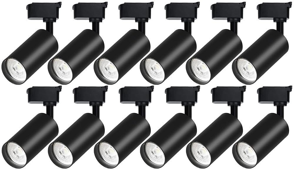Ultra-Bright H Type Track Lighting Heads, Energy-Saving 12PCS 6000K Cool White 20W 2400lm for Accent Lighting, Dimmable LED Track Lighting Ceiling Spotlight Fixture