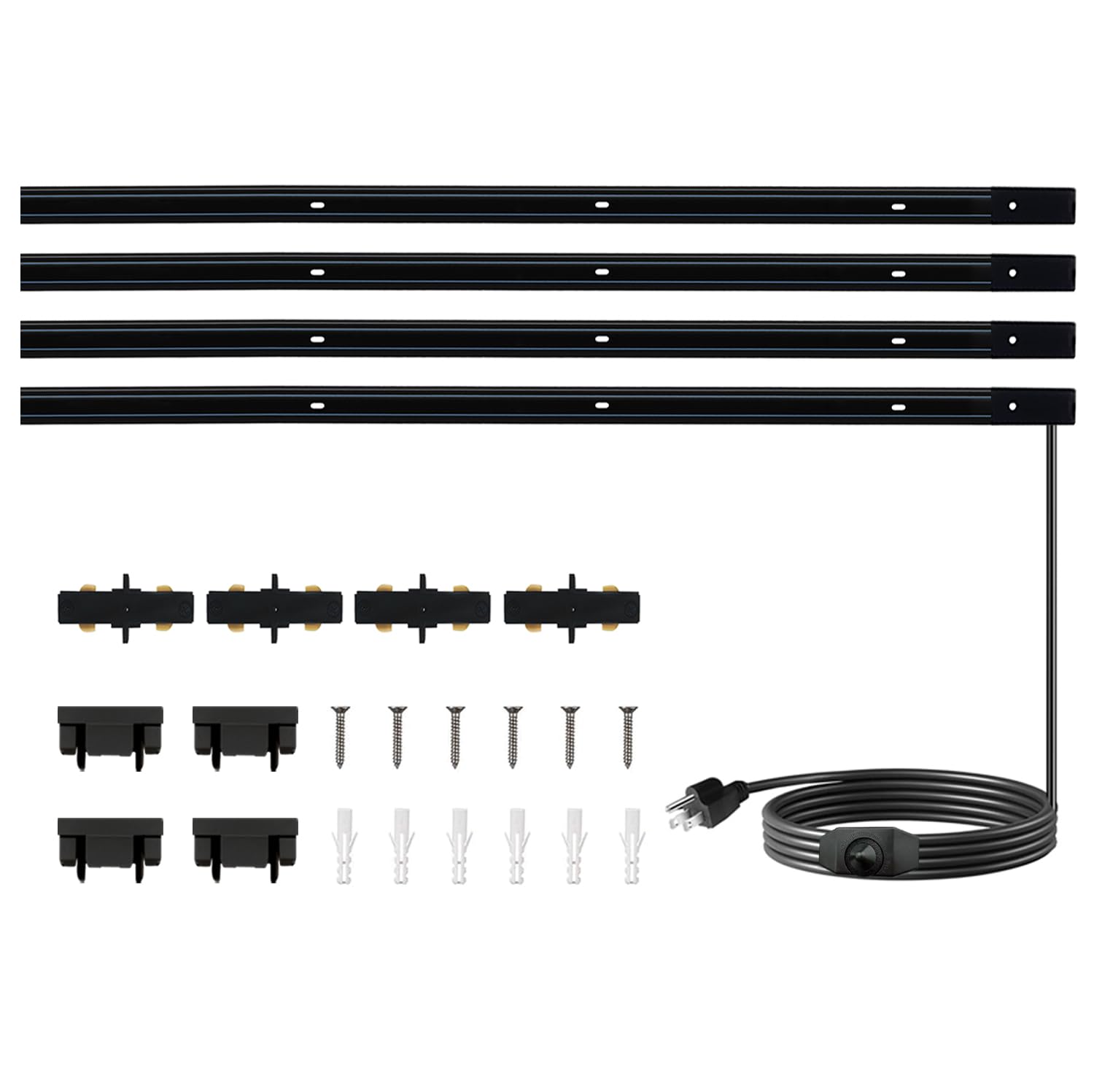 Bravsekai Extra Long H Type Track Lighting Rails Kit with Dimmer Switch for Large Areas 19.7FT Track Lighting System Single Circuit 3-Wire-1 H Track Rail with 4 I Connectors, Made of Aluminum