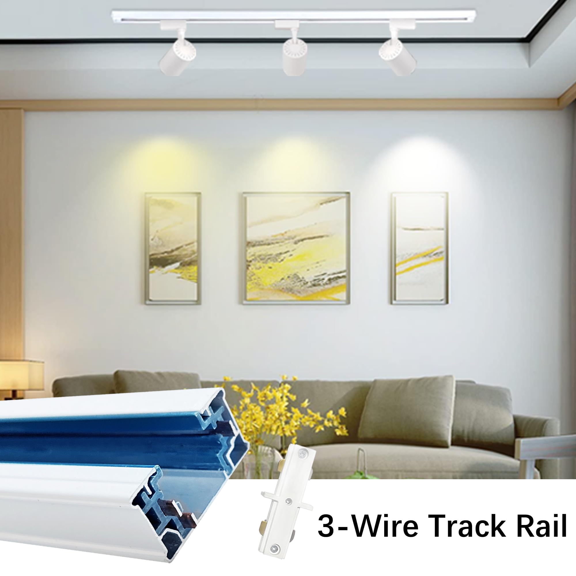 Bravsekai Aluminum Alloy Shell H Type Track Lighting Rails, 4PCS H Track Lighting Rails Kit 120V Single Circuit 3-Wire 13 FT (3.28 FT*4) with Extra I Connector Wall Anchors for H Track Lighting Heads