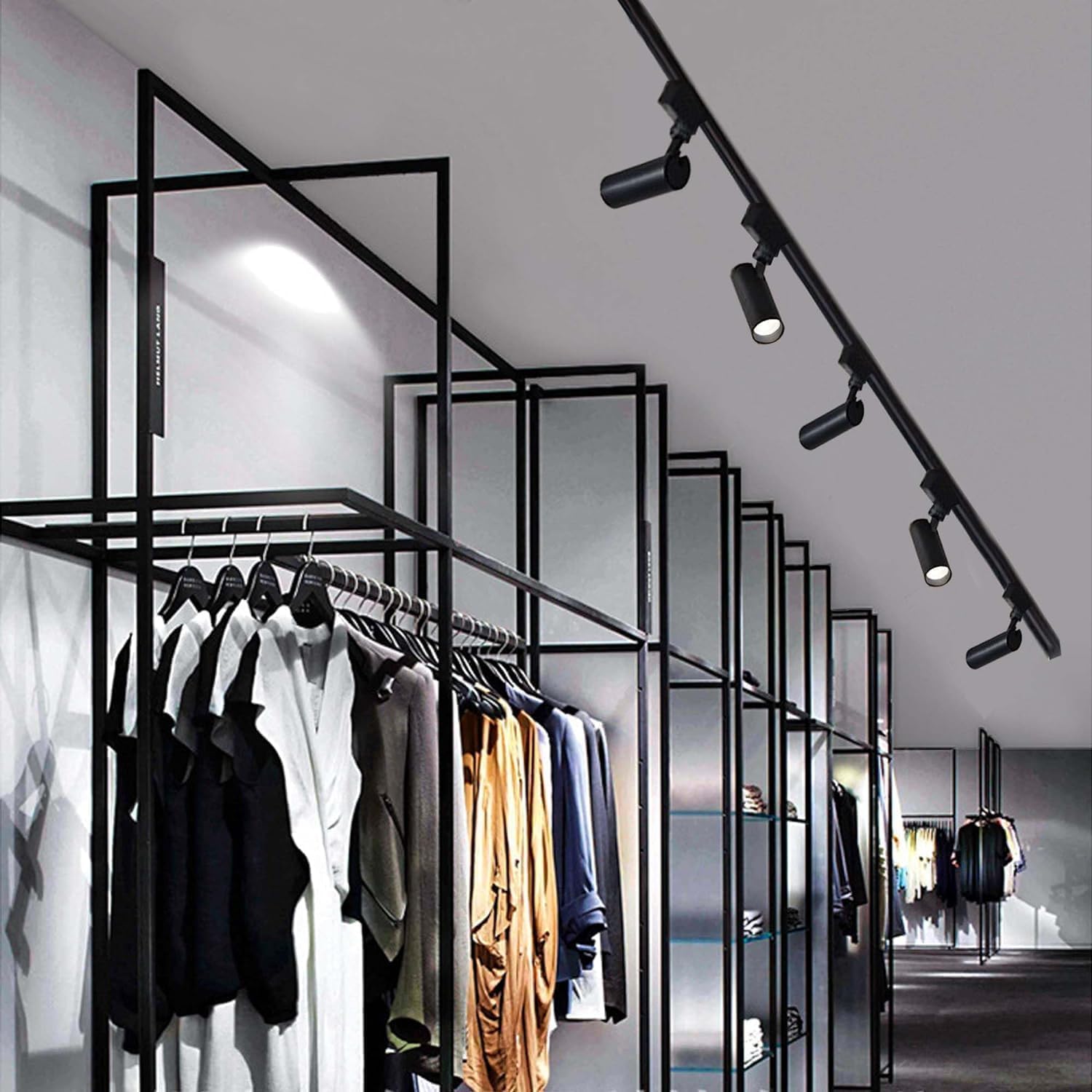 LED Track Lighting Heads, 2-Lights 10W Dimmable Track Lights Head with Single-Circuit H Type Track Light Rails 6000K Cold White Ceiling Spotlight Fixture for Indoor Home Commercial