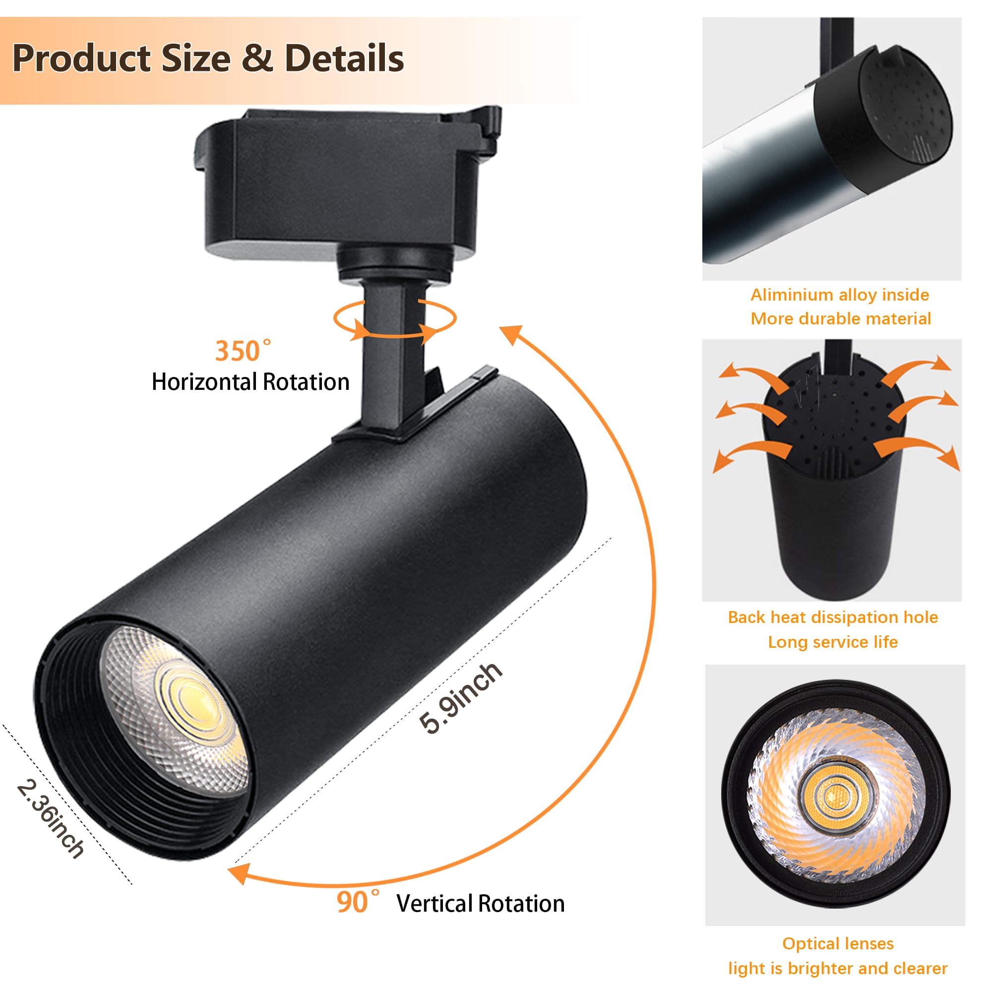 Bravsekai 12 Packs Plug in LED Track Lighting Complete Kits. 25w x 12 Track Lighting Heads with Extra 13.1Ft Track Rails for Accent Task Wall, Spot Light