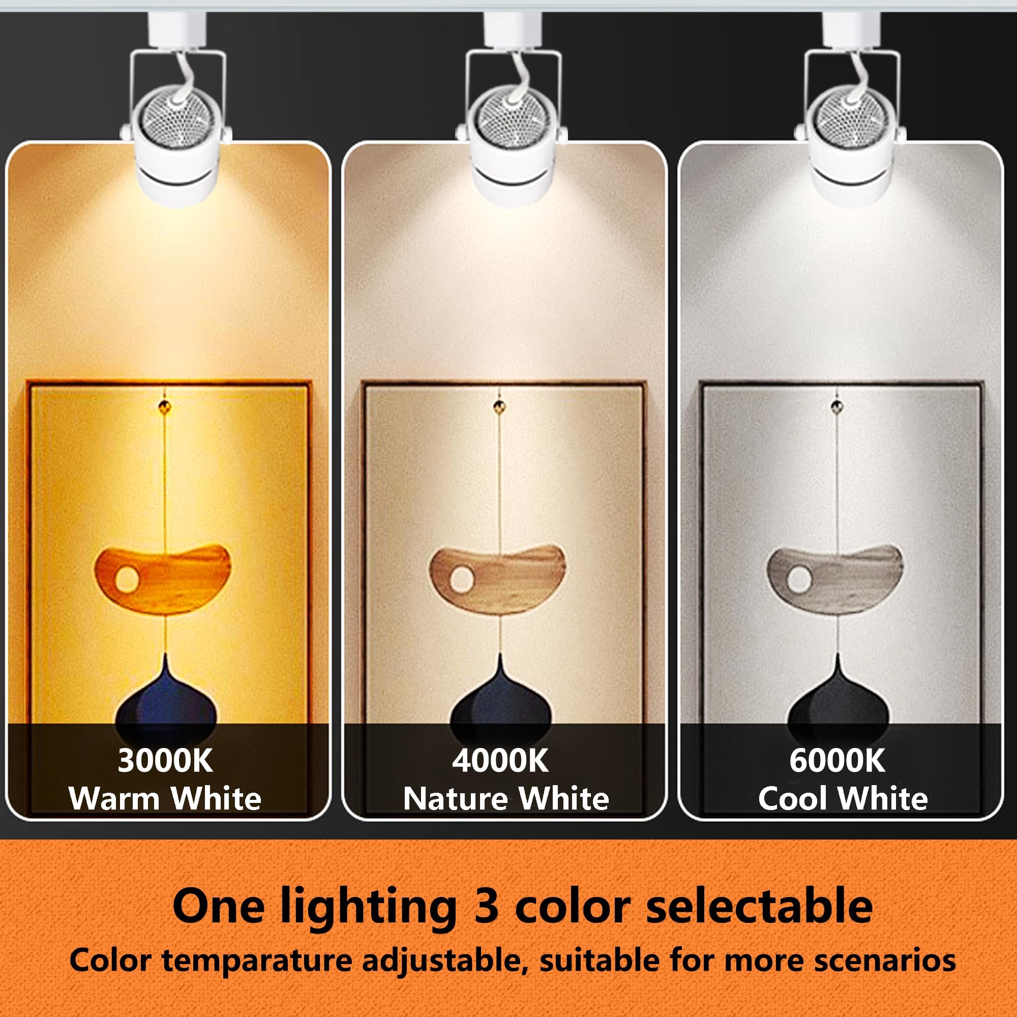 8PCS LED Track Lighting with Advanced Replaceable GU10 Bulbs, Switchable 3CCT(3000K/4000K/6000K) and Dimmable Brightness(20%-100%), Versatile Ceiling Spotlight Fixtures for Any Space