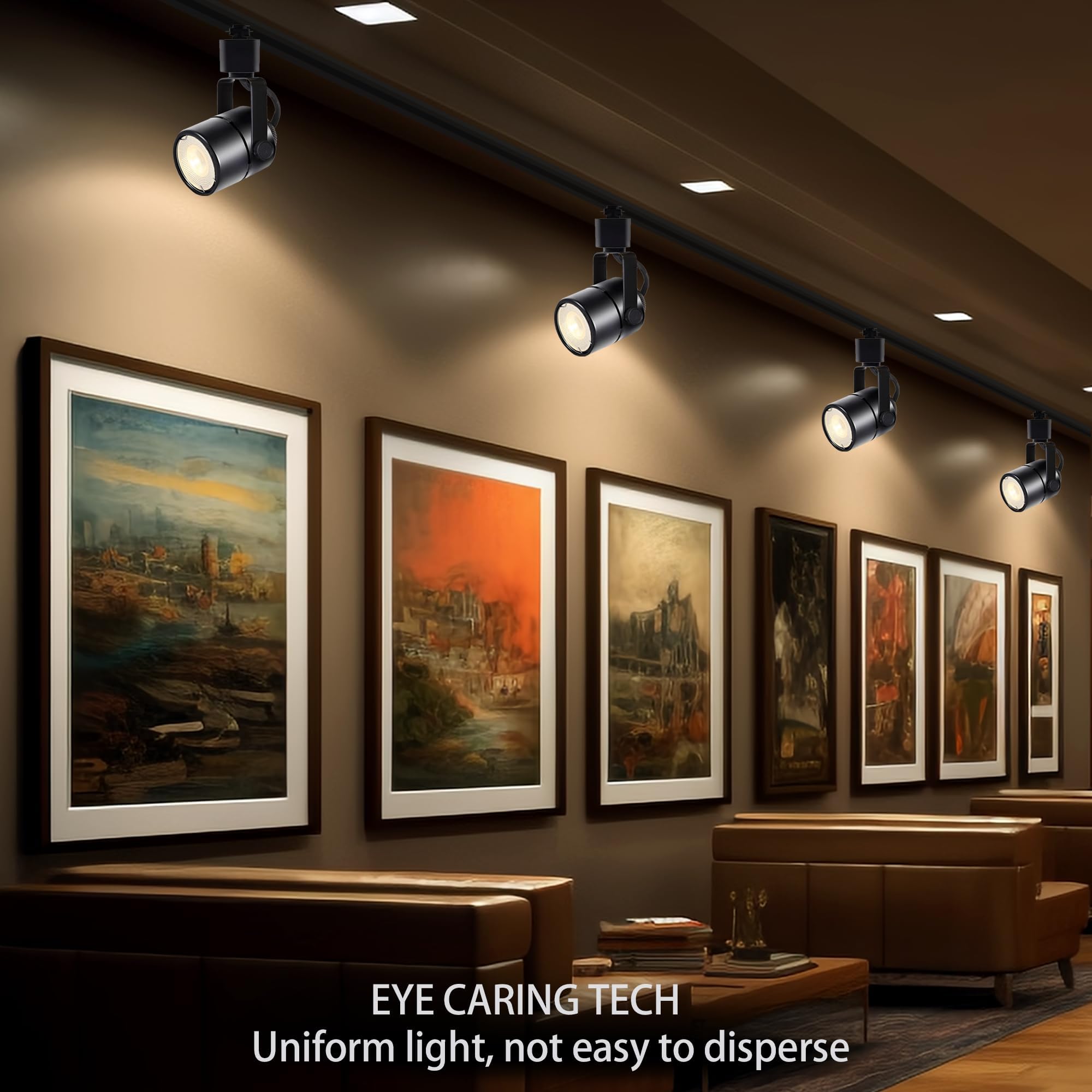 Bravsekai LED Track Lighting Heads Kit 3000K Warm White, 12-Light Dimmable GU10 Track Lights Heads, Ceiling Spotlight Fixture with 14.76FT H Type Track Light Rails, Replaceable GU10 LED Bulbs for Home