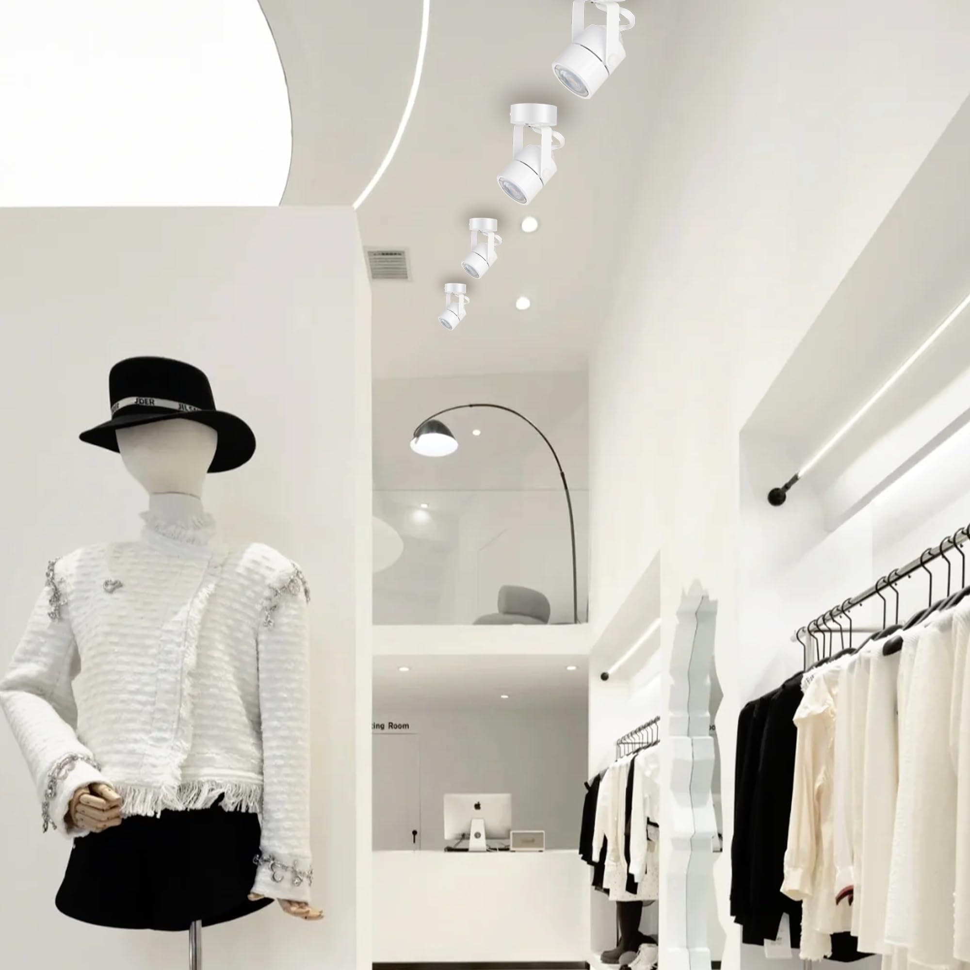 GU10 Ceiling Spotlight, 6 Packs Anti-Glare Ceiling Spotlight Fixtures, Accent Lights for Shops, Supermarkets, Kitchens (White)