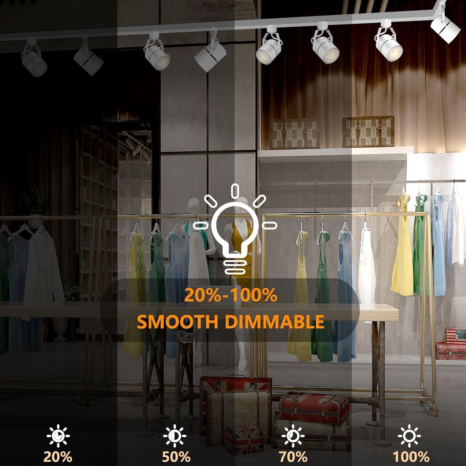 LED Track Lighting Kits, 4000K Natural White PAR20 Track Lighting Heads, Indoor Spotight Fixtures with 2x3.28Ft H Type Track Lights Rails