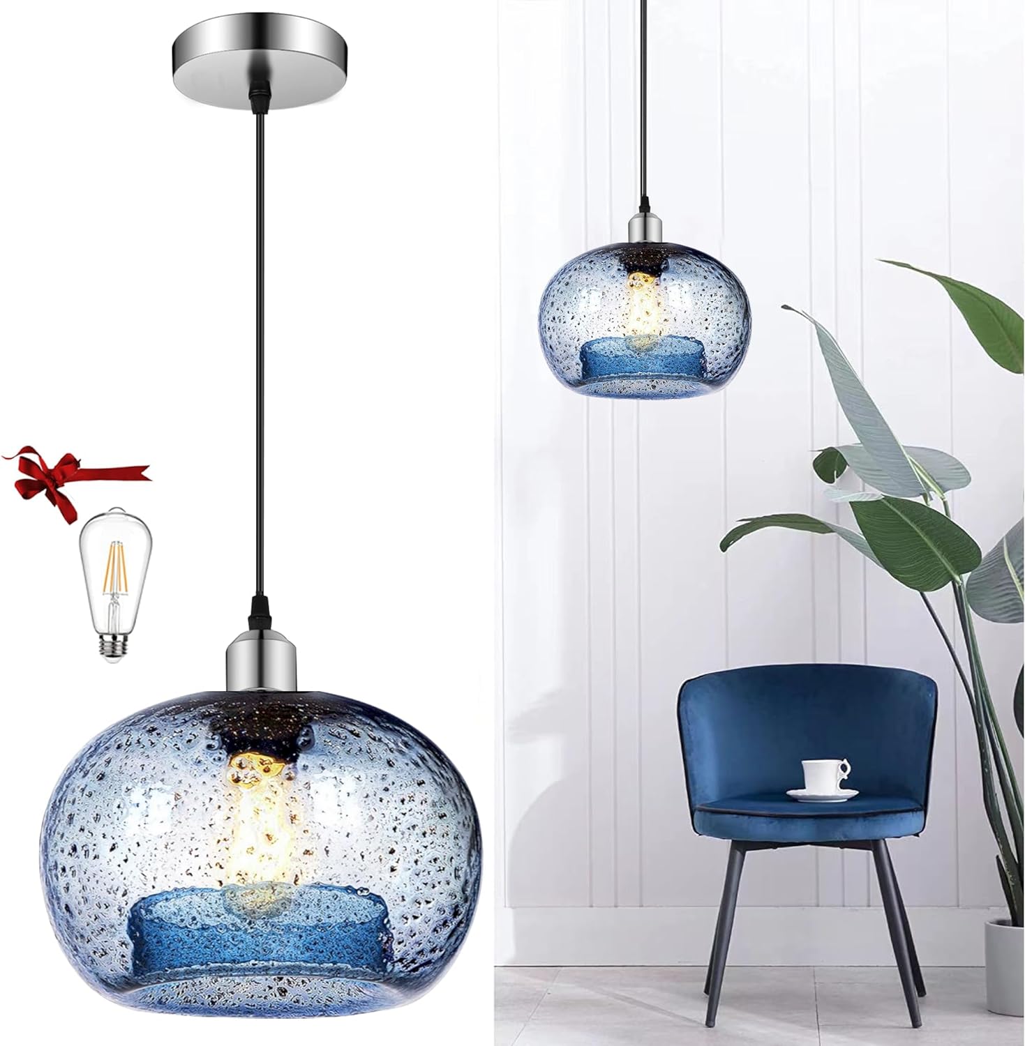 Blue Glass Pendant Lights