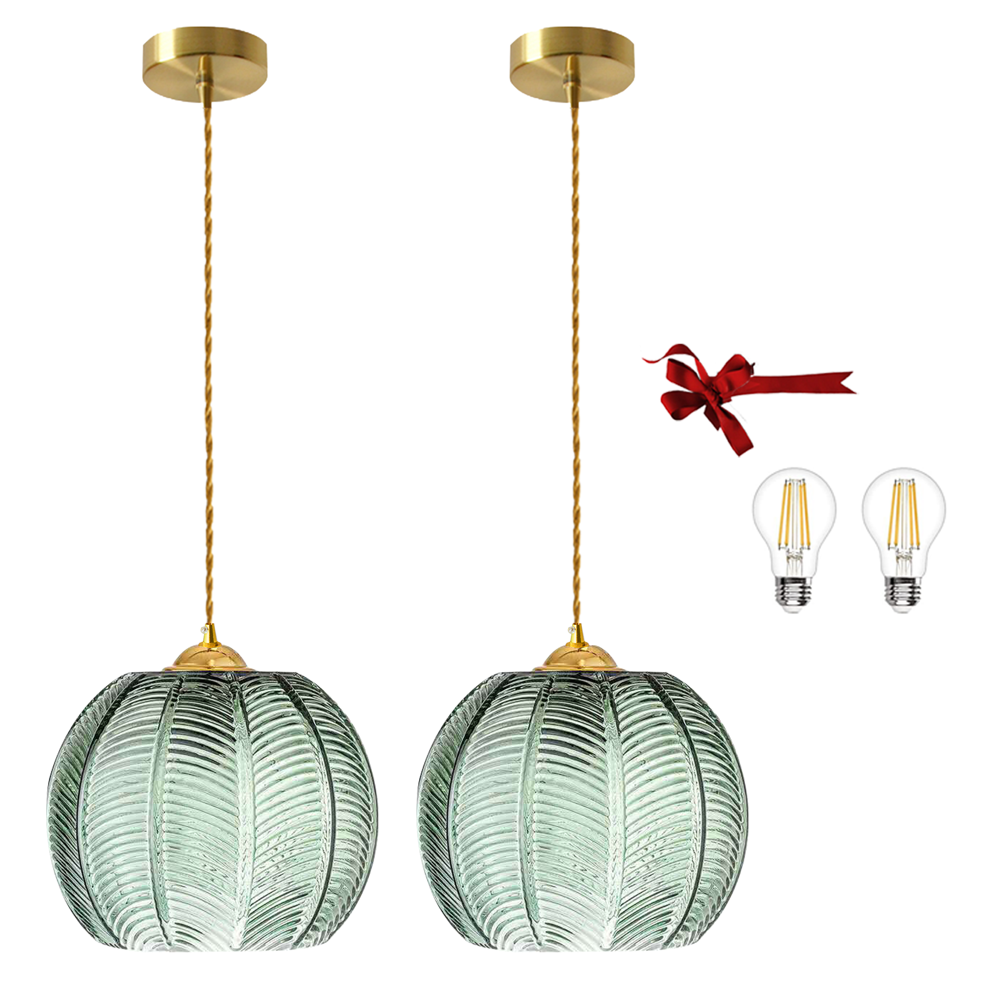 Green Striped Glass Pendant Light