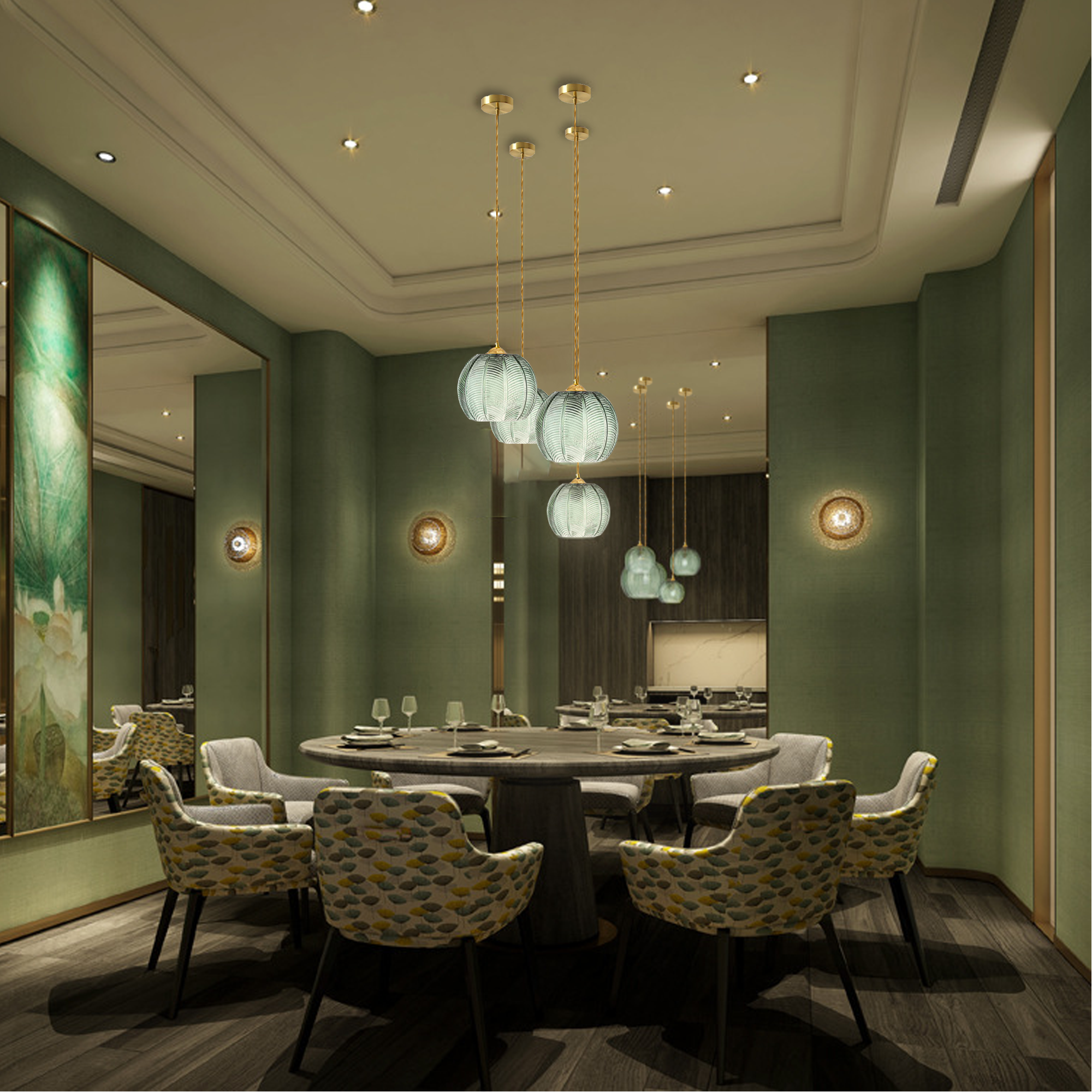 Modern Green Glass Pendant Light