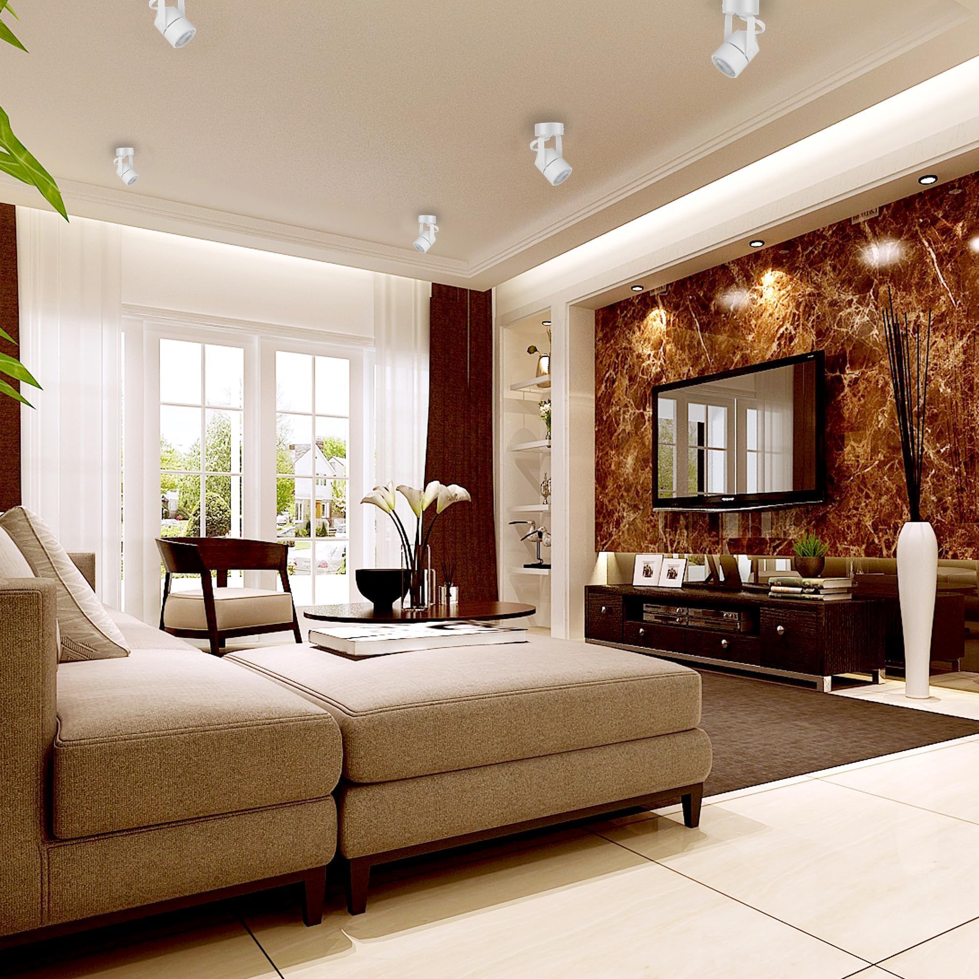 GU10 Ceiling Spotlight, 6 Packs Anti-Glare Ceiling Spotlight Fixtures, Accent Lights for Shops, Supermarkets, Kitchens (White)