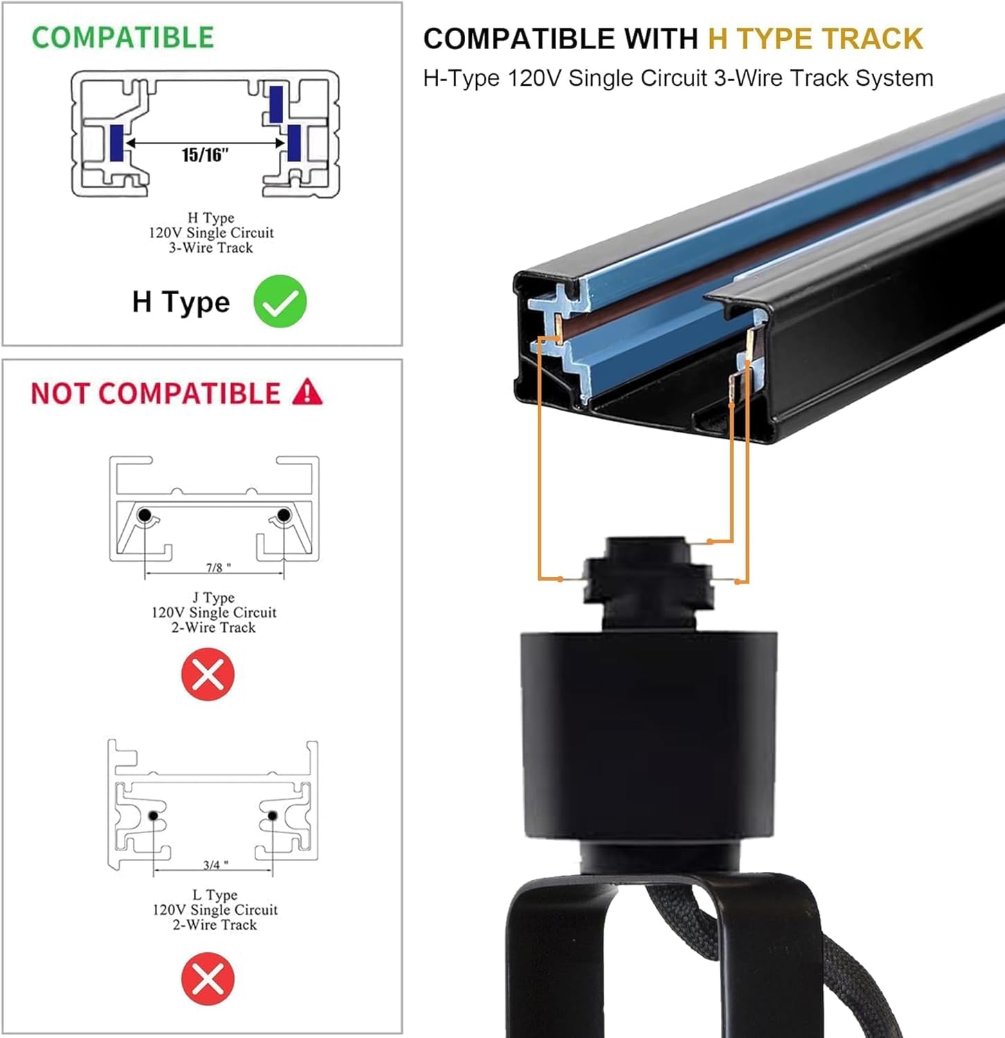 LED Track Lighting Kit, 3CCT 10W Track Lights Heads 3000K/4000K/6000K Adjustable with 26.24FT H-Type Track Light Rails 24PCS Ceiling Spotlight Fixture Replaceable GU10 Bulb