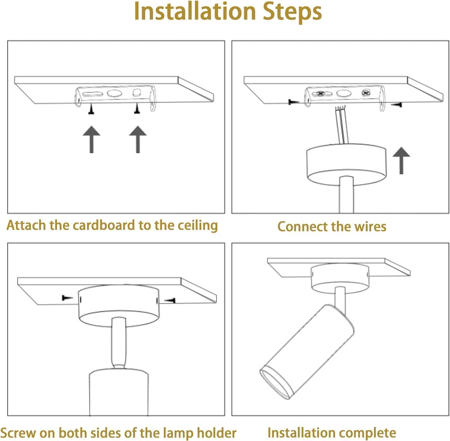 GU10 Ceiling Spotlight, 6 Packs Anti-Glare Ceiling Spot Light Fixtures, 10W GU10 Bulb 3CCT LED Light, Accent Lights for Shops, Supermarkets, Kitchens (Black)