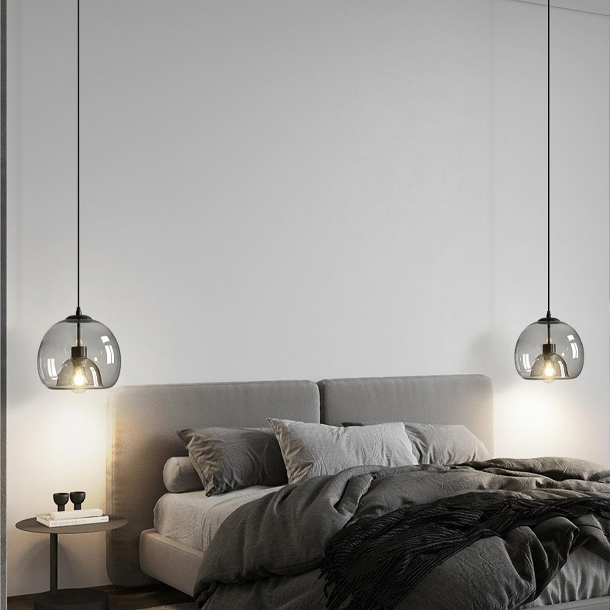 3-Pack Large Smoke Glass Pendant Lights for Kitchen Island, Includes Extra Bulbs & 4.26FT Adjustable Cord, Modern Pendant Lighting Fixtures for Kitchen, Dining Room, Living Room