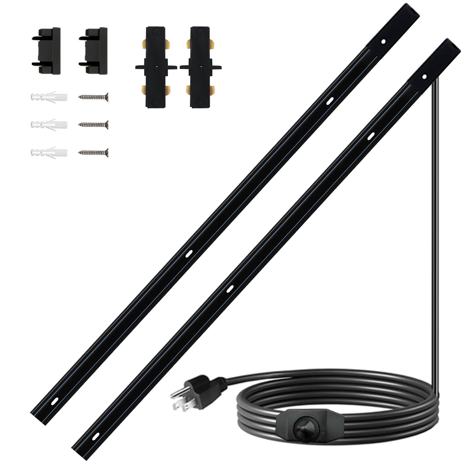Bravsekai H Type Track Lighting Rails with Dimmer Switch Cord 2PCS 120V Single Circuit 3-Wire H Track Rail Black 9.84FT (4.92 * 2FT) Made of Aluminum and Flame Retardant PVC Strength Guarantee