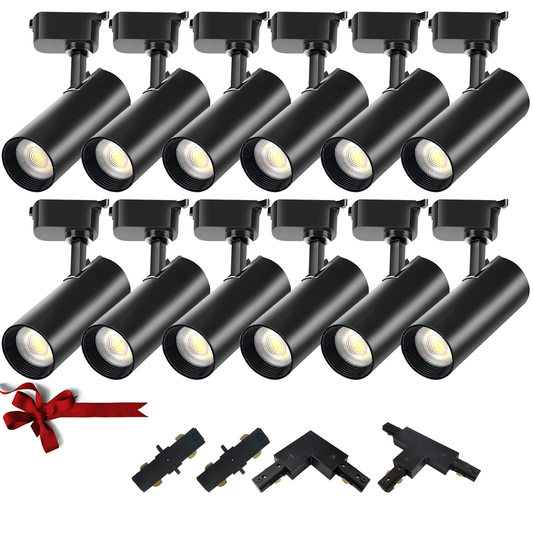 Bravsekai 12 Pack H Type LED Track Lighting Heads, 25W Track Lighting System, Compatible with Single Circuit H-Track, High Brightness Accent Lighting for Corridors/Exhibition Space