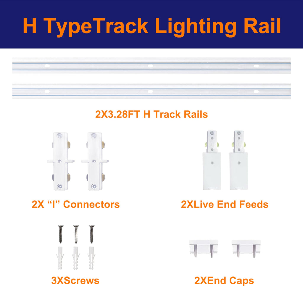Bravsekai H Type Track Lighting Rails Extended for Large Areas 9.8ft(4.92x2) Track Lighting System Single Circuit 3-Wire-1 H Track Rail Made of Aluminum and Flame Retardant PVC Strength Guarantee