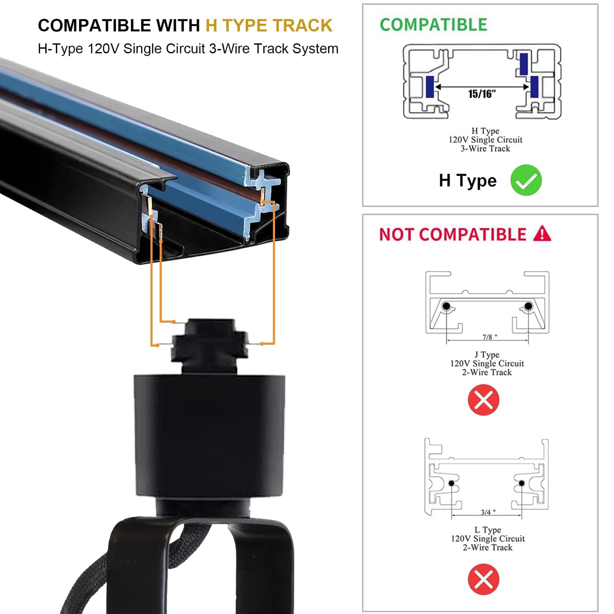 LED Track Lighting Heads Kit, 6-Lights Dimmable GU10 Track Lights with 6.56FT(3.28 * 2) H Type Track Light Rails, 10W 4000K Warm Light Indoor Ceiling Spotlight Fixture Replaceable GU10 Bulb