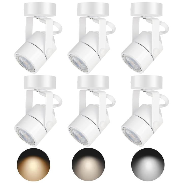 GU10 Ceiling Spotlight, 6 Packs Anti-Glare Ceiling Spotlight Fixtures, 10W GU10 Bulb 3CCT LED Light, Accent Lights for Shops, Supermarkets, Kitchens (White)