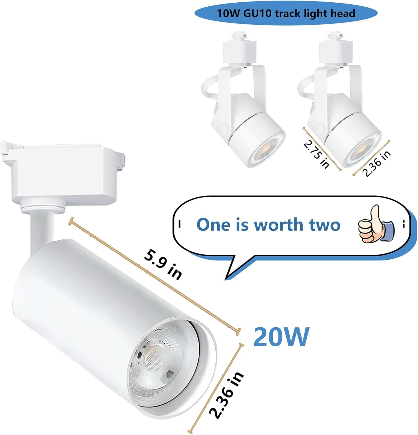 Bravsekai 12 Pack H Type LED Track Lighting Heads, 25W Track Lighting System, Compatible with Single Circuit H-Track, High Brightness Accent Lighting for Corridors/Exhibition Space