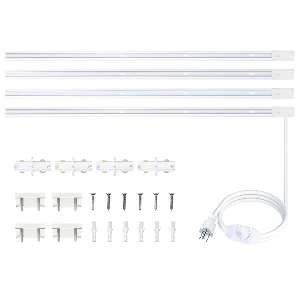 Bravsekai Extra Long H Type Track Lighting Rails Kit with Dimmer Switch for Large Areas 19.7FT Track Lighting System Single Circuit 3-Wire-1 H Track Rail with 4 I Connectors, Made of Aluminum