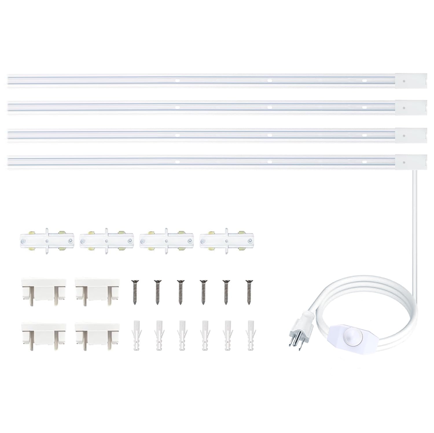 Bravsekai Extra Long H Type Track Lighting Rails Kit with Dimmer Switch for Large Areas 19.7FT Track Lighting System Single Circuit 3-Wire-1 H Track Rail with 4 I Connectors, Made of Aluminum