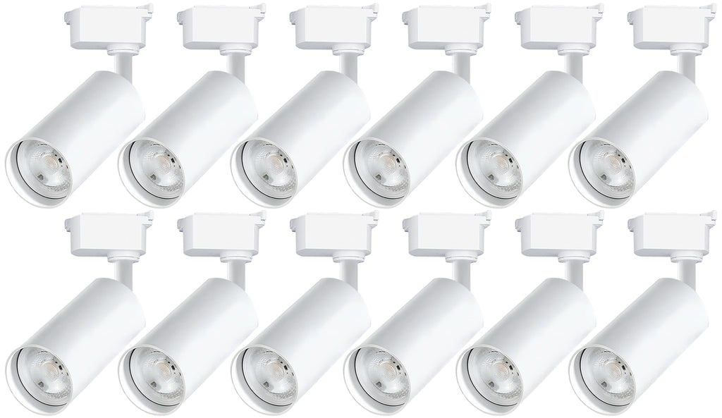 Ultra-Bright H Type Track Lighting Heads, 12PCS 6000K Cool White 20W 2400lm for Accent Lighting, Dimmable LED Track Lighting Ceiling Spotlight Fixture