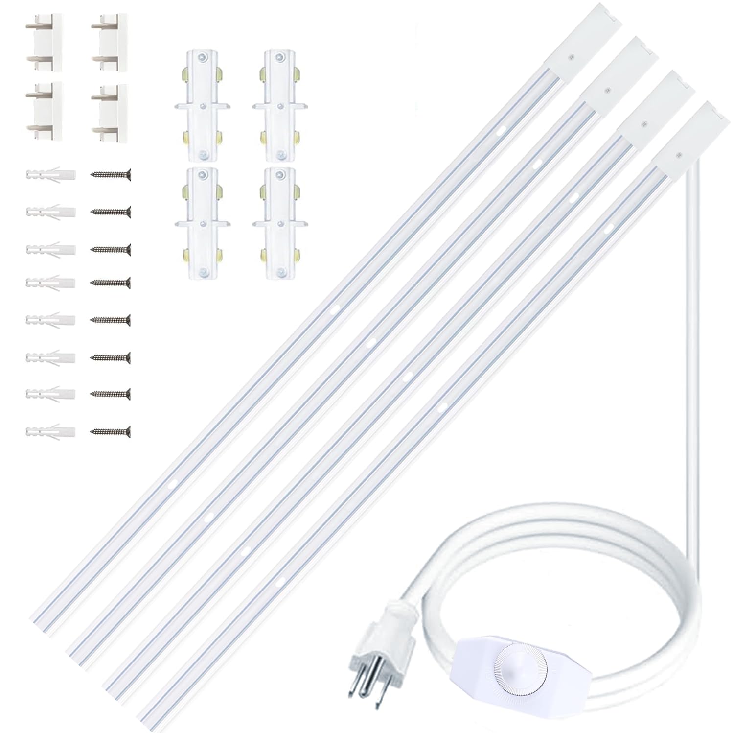 Bravsekai Aluminum Alloy Shell H Type Track Lighting Rails, 4PCS H Track Lighting Rails Kit 120V Single Circuit 3-Wire 13 FT (3.28 FT*4) with Extra I Connector Wall Anchors for H Track Lighting Heads