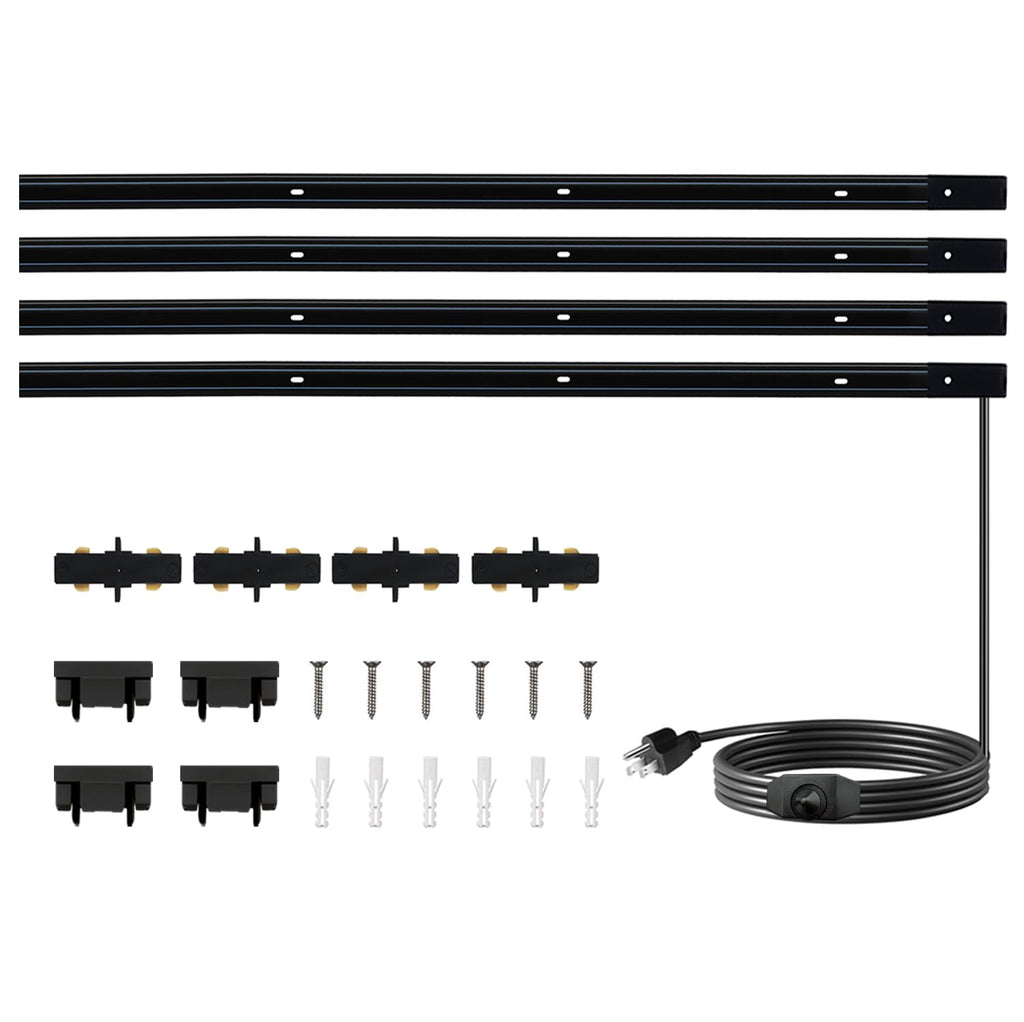 Bravsekai Extra Long H Type Track Lighting Rails Kit with Dimmer Switch for Large Areas 19.7FT Track Lighting System Single Circuit 3-Wire-1 H Track Rail with 4 I Connectors, Made of Aluminum