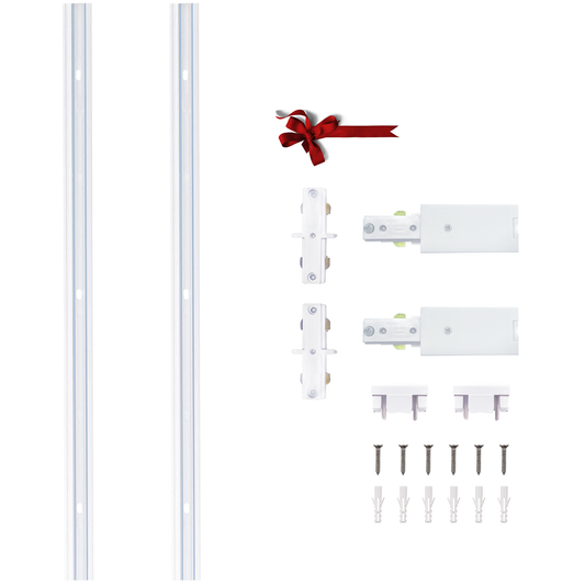 Bravsekai H Type Track Lighting Rails 2PCS 120V Single Circuit 3-Wire H Track Rail White 6.56 feet (3.28*2 Feet) with Wall Anchors and Screws Made of Aluminum and Flame Retardant PVC Strength Guarantee