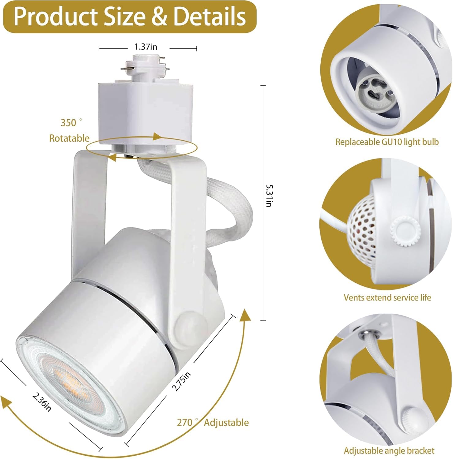 24PCS LED Track Lighting with Advanced Replaceable GU10 Bulbs, Switchable 3CCT(3000K/4000K/6000K) and Dimmable Brightness(20%-100%), Versatile Ceiling Spotlight Fixtures for Any Space