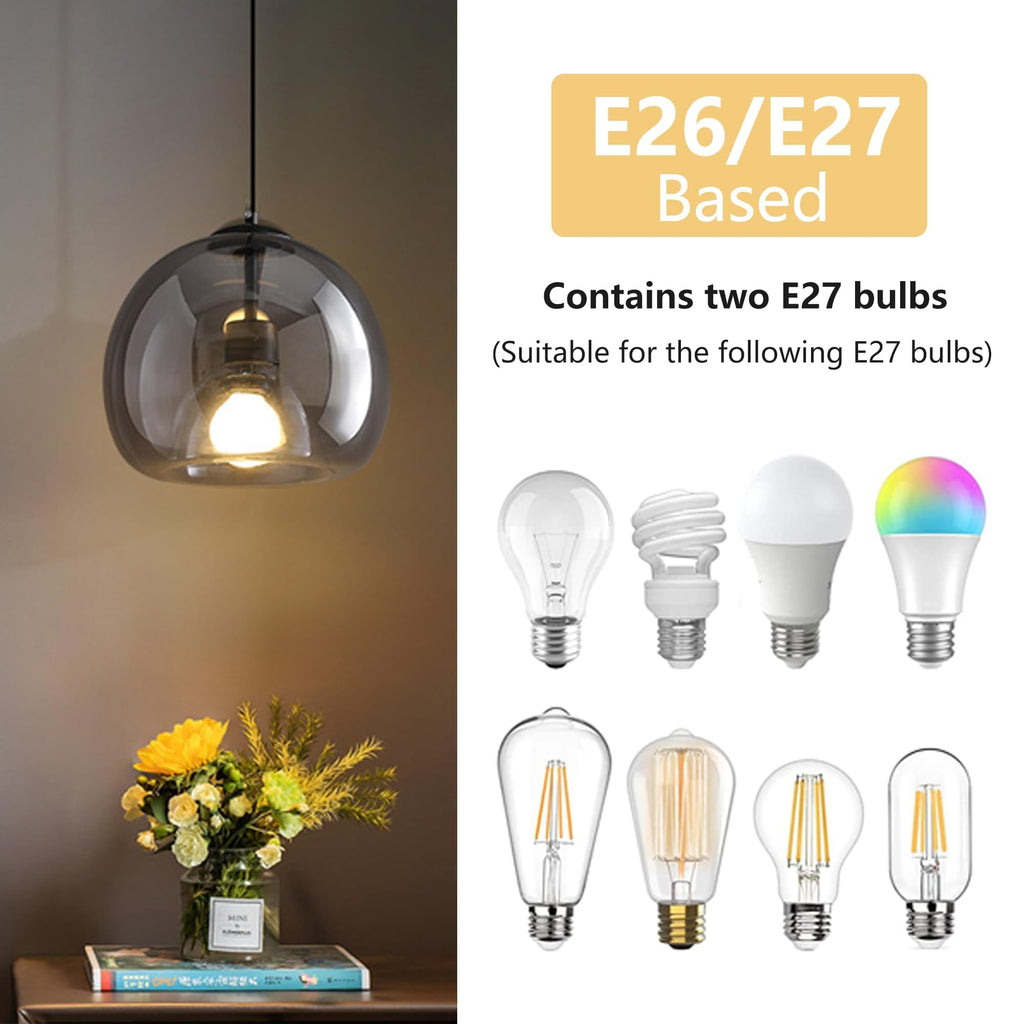 3-Pack Large Smoke Glass Pendant Lights for Kitchen Island, Includes Extra Bulbs & 4.26FT Adjustable Cord, Modern Pendant Lighting Fixtures for Kitchen, Dining Room, Living Room