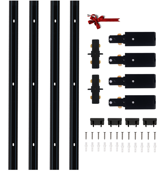 Bravsekai H Type Track Lighting Rails 4PCS 120V Single Circuit 3-Wire H Track Rail White 13.12 feet (3.28*4 Feet) with Wall Anchors and Screws Made of Aluminum and Flame Retardant PVC Strength Guarantee