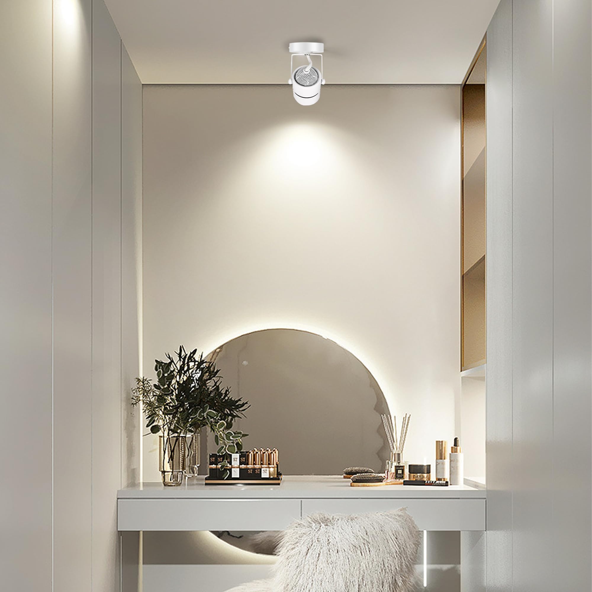 GU10 Ceiling Spotlight, 6 Packs Anti-Glare Ceiling Spotlight Fixtures, 10W GU10 Bulb 3CCT LED Light, Accent Lights for Shops, Supermarkets, Kitchens (White)