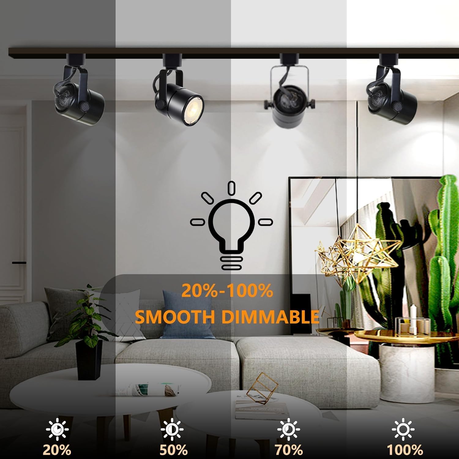 LED Track Lighting Kit, 3CCT 10W Track Lights Heads 3000K/4000K/6000K Adjustable with 26.24FT H-Type Track Light Rails 24PCS Ceiling Spotlight Fixture Replaceable GU10 Bulb