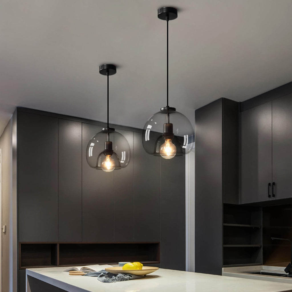 Large Smoke Glass Pendant Light for Kitchen Island, Includes Extra Bulbs & 4.26FT Adjustable Cord, Modern Pendant Lighting Fixtures for Kitchen, Dining Room, Living Room
