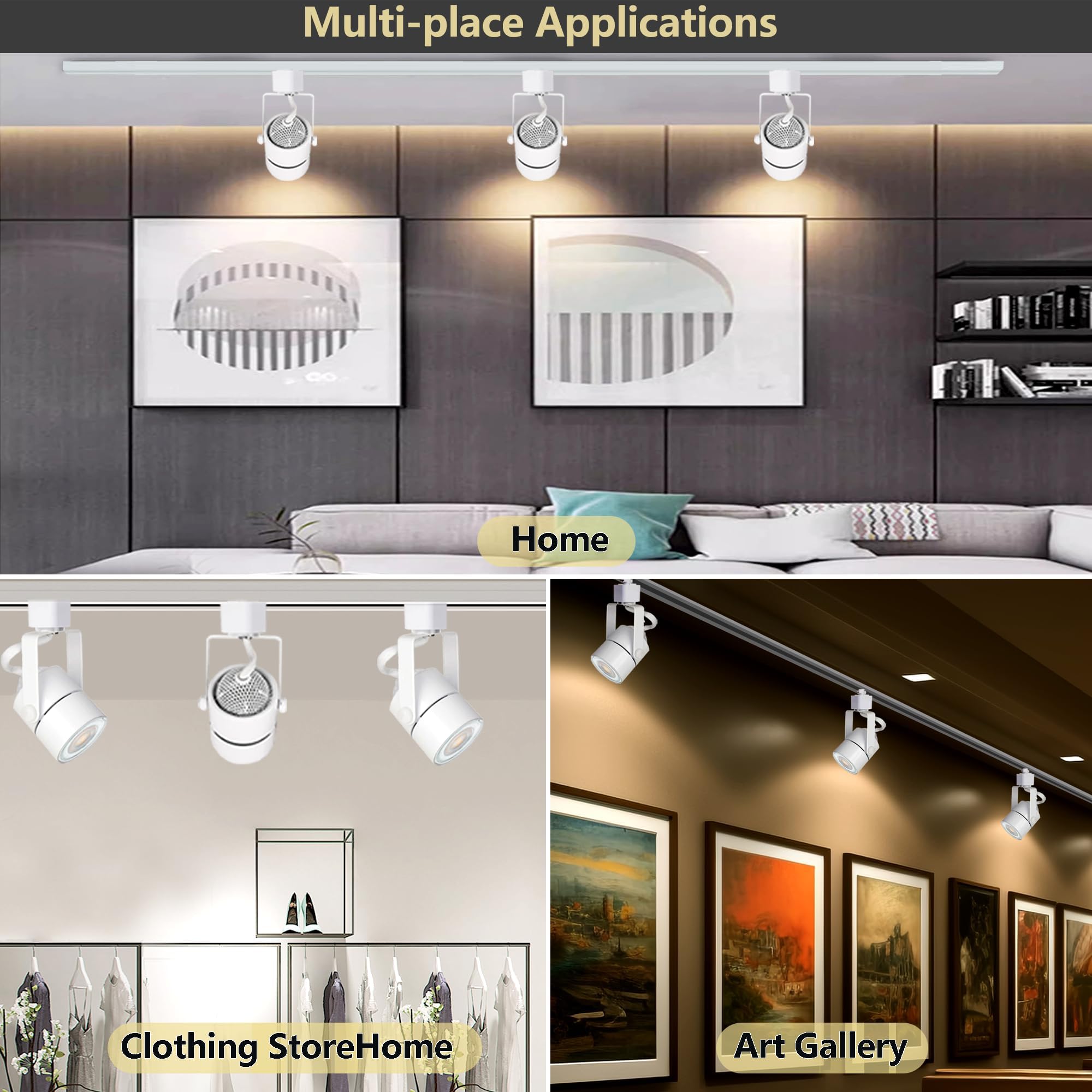 8PCS LED Track Lighting with Advanced Replaceable GU10 Bulbs, Switchable 3CCT(3000K/4000K/6000K) and Dimmable Brightness(20%-100%), Versatile Ceiling Spotlight Fixtures for Any Space