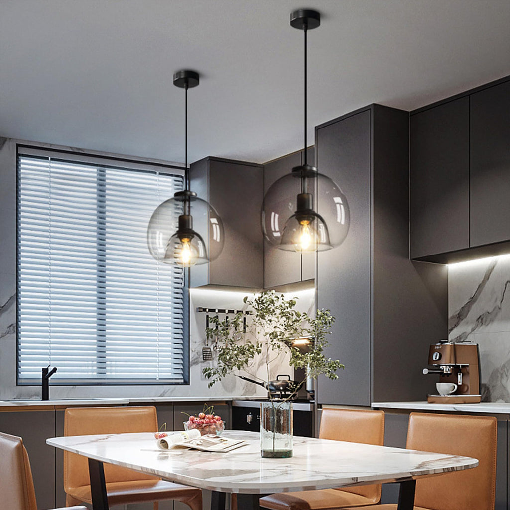 3-Pack Large Smoke Glass Pendant Lights for Kitchen Island, Includes Extra Bulbs & 4.26FT Adjustable Cord, Modern Pendant Lighting Fixtures for Kitchen, Dining Room, Living Room