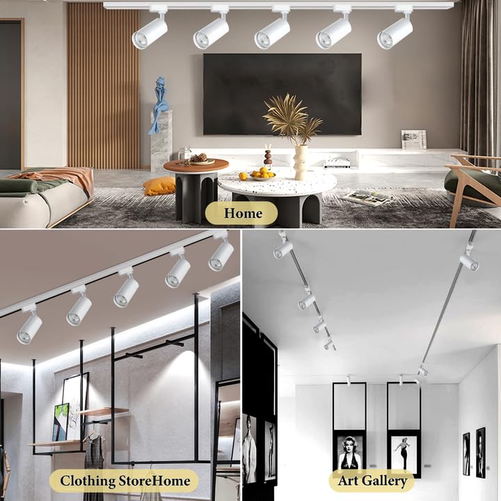 Bravsekai 12 Packs Plug in LED Track Lighting Complete Kits Warm White. 25w x 12 Track Lighting Heads with Extra 13.1Ft Track Rails for Accent Task Wall, Spot Light