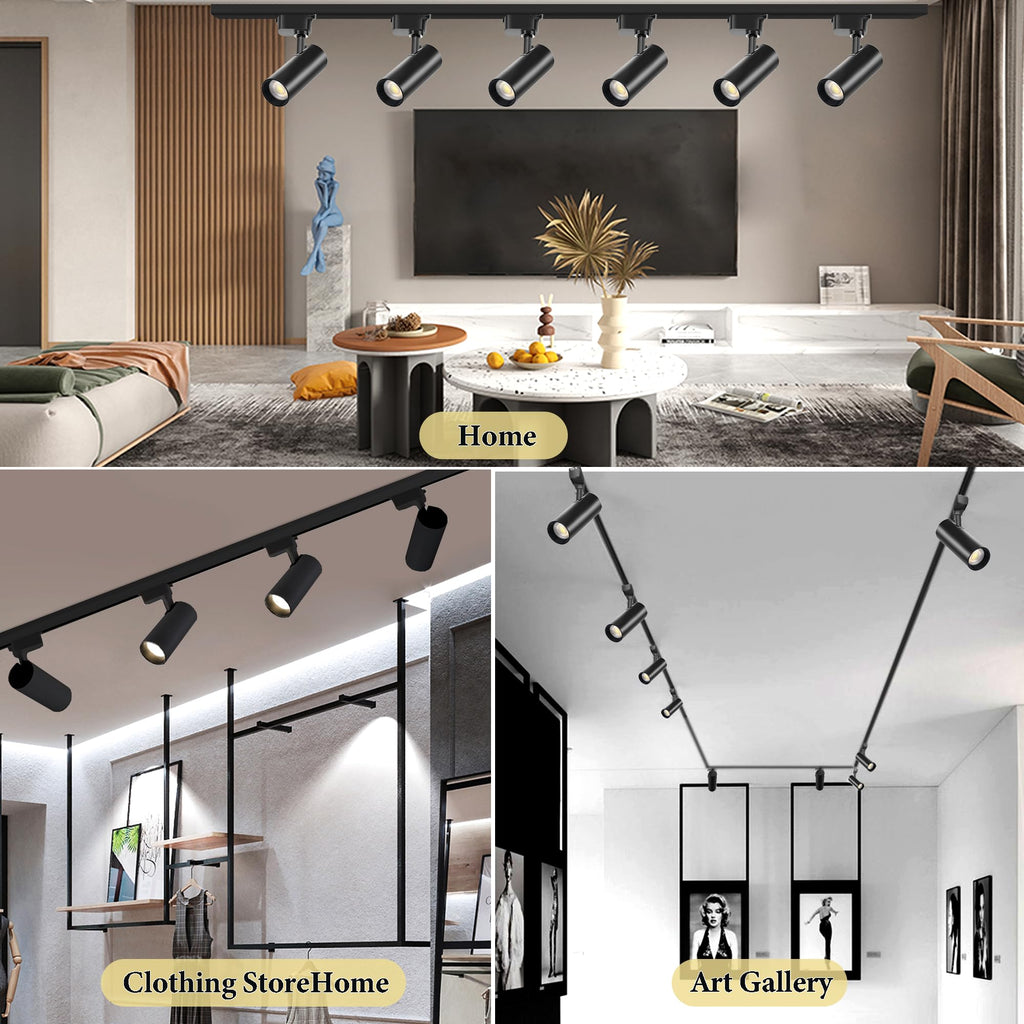 Bravsekai 12 Packs Plug in LED Track Lighting Complete Kits. 25w x 12 Track Lighting Heads with Extra 13.1Ft Track Rails for Accent Task Wall, Spot Light