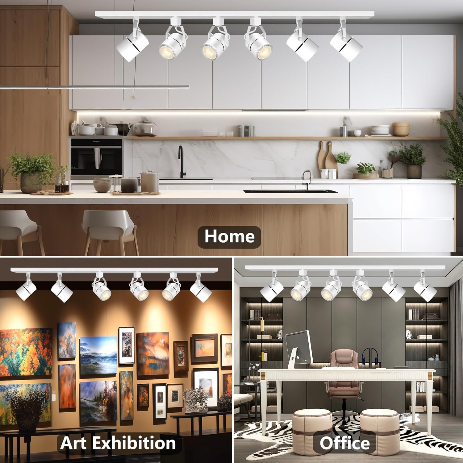 LED Track Lighting Kits, 4000K Natural White PAR20 Track Lighting Heads, Indoor Spotight Fixtures with 2x3.28Ft H Type Track Lights Rails