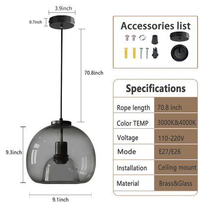 Specifications of Glass Pendant Lights